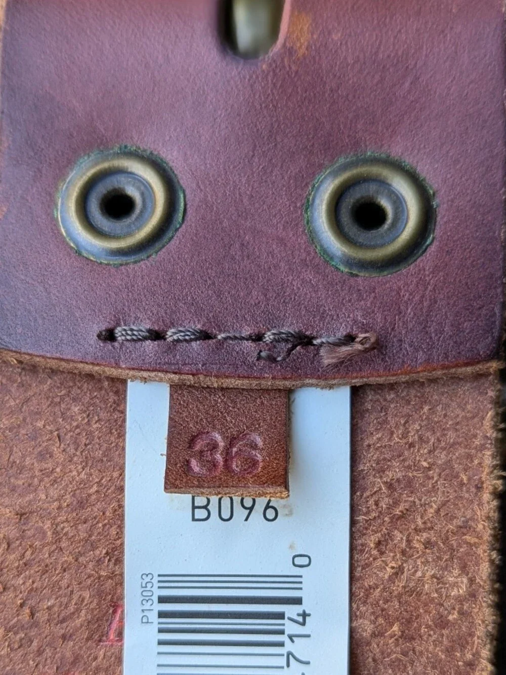 VTG Y2K Lucky Brand Earthy Red Brown Leather Belt with Brass-Tone Buckle Size 36